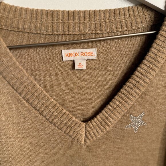 Knox Rose Star Embellished Sweater V-Neck Size M - Picture 4 of 6
